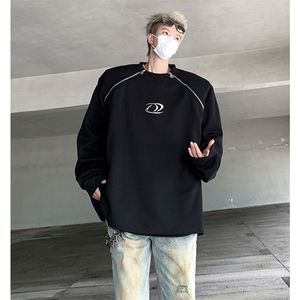 拉链设计感金属立体印花宽松垫肩圆领卫衣男女上衣B289-WY011-P85图片