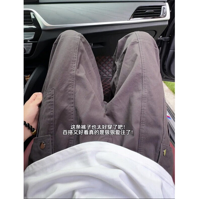 美式复古水洗做旧工装裤褶皱直筒休闲裤原宿风G379P45,男装牛仔裤,电商D256