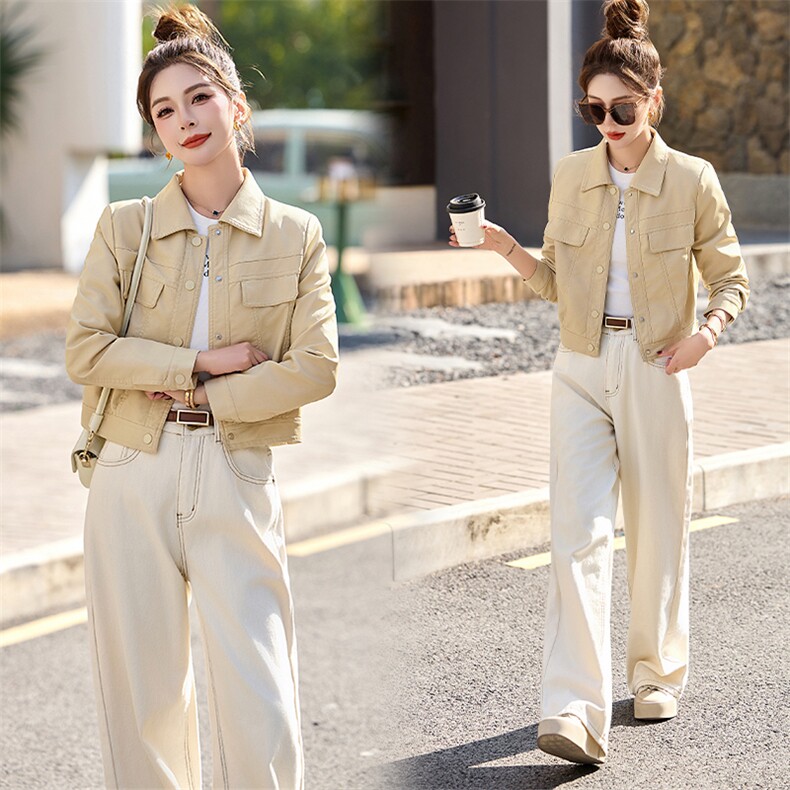 主推小个子短皮衣外套25秋季新款洋气女士修身显瘦pu皮夹克机车服，女装皮衣，潮流依族