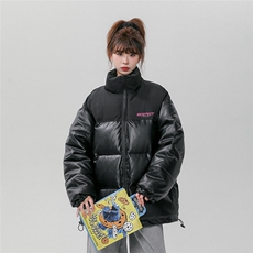 中性风冬季拼色字母印花百搭PU皮棉服A268-MY84013特批115控168，男装棉衣，电商A268