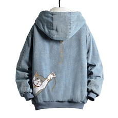 NM53013-P140牛仔外套男大码加厚加绒衣男羊羔毛服男网格，男装棉衣，电商A040A