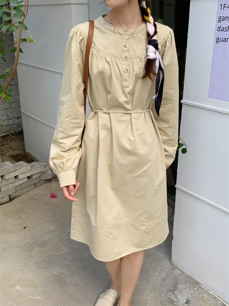 现货水洗休闲系腰带连衣裙，女装连衣裙，汐美