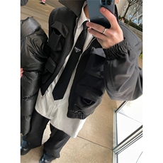 网图有货美式高街多口袋工装垫肩夹克宽松翻领外套男A895-P58，男装夹克，星座1505