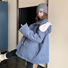 现货90绒蓝色工装设计感羽绒服2C206-L106-P330-K478，女装羽绒服，2C206