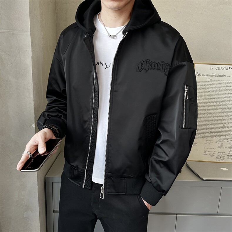 春季男士可拆卸帽子夹克外套时尚百搭宽松上衣男装潮JK2526-P160，男装夹克，电商A237