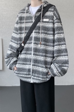 8XL-M潮情侣美式磨毛编织条纹针织衫卫衣宽松拉链外套WY30P88，男装针织衫/毛衣，电商D206-1