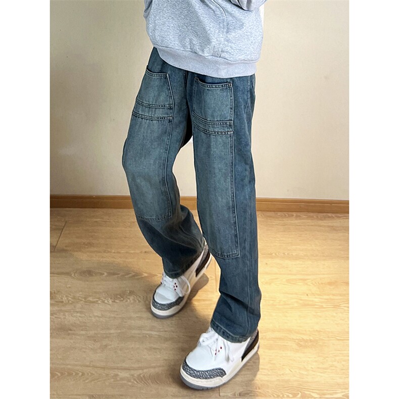 A178  秋冬季新款美式休闲牛仔裤男直筒宽松Q85  P58限价78图片