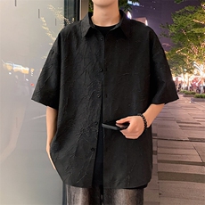 特批P35无差价25夏肌理感裂纹短袖衬衫男大码潮五分袖衬衣CD2247，男装T恤，电商A001