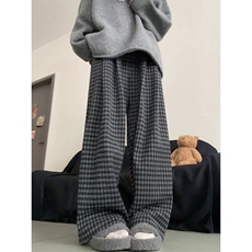 现货格雷系黑灰格子阔腿休闲裤ZK0451-P35加绒P4，男装卫衣，星座313A(原308A-2)