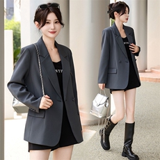 专柜正品尾货捡漏女2023秋季翻领后背开叉收腰小西装休闲修身外套，女装短外套，韩然一族