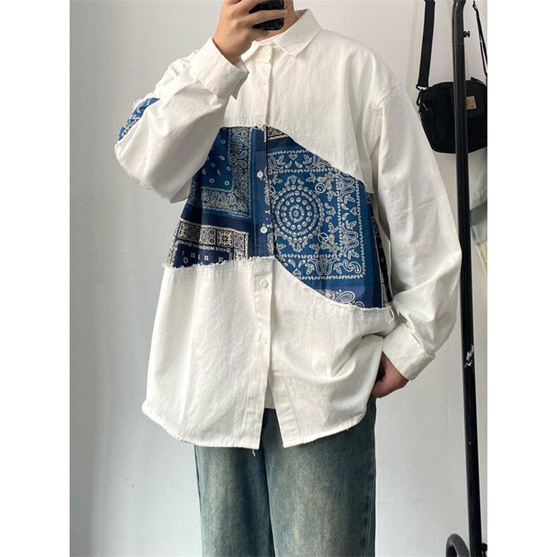 日系潮牌腰果花衬衫男秋季新款长袖上衣服休闲衬衣外套C4039,男装衬衫,星座1116A（原606A-3）