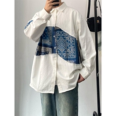 日系潮牌腰果花衬衫男秋季新款长袖上衣服休闲衬衣外套C4039，男装衬衫，星座1116A（原606A-3）