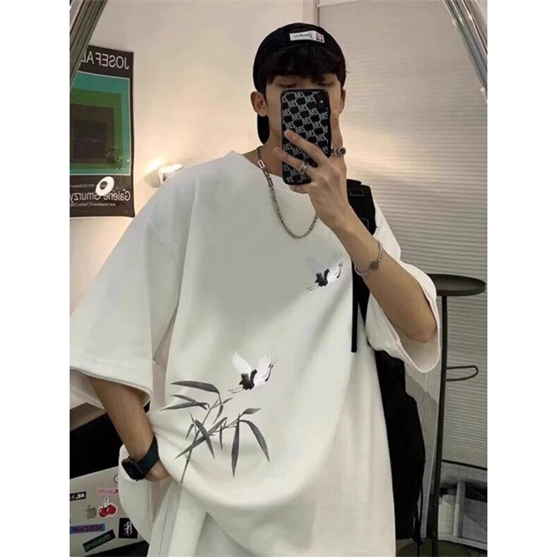 wassuphappy酒红色短袖t恤男夏季薄款潮流猫猫宽松休闲五分半袖,男装T恤,星座1002-2