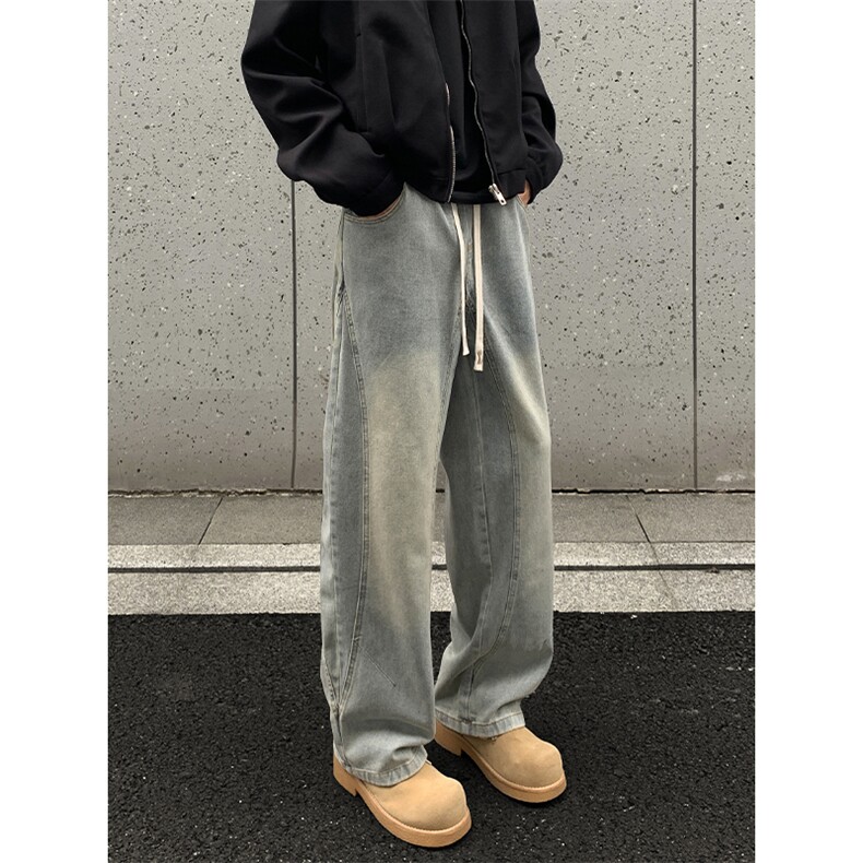 2025秋季新款外景美式松紧弯刀牛仔裤M-5XLGK251066-P50,男装牛仔裤,电商A022