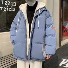 男士假两件棉衣男冬季加厚棉服情侣款棉袄连帽潮A266-WT08-P65，男装棉衣，电商A266