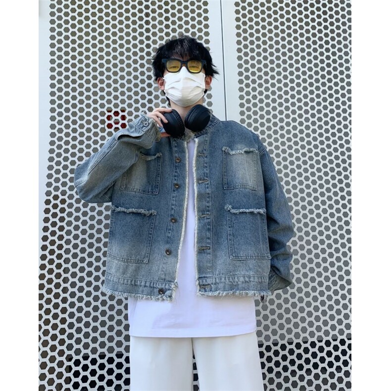 秋季新款小香风韩版设计感牛仔外套宽松直筒夹克男J706-P58,男装工装外套,星座1109-3
