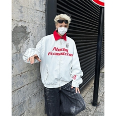 美式街头翻领条纹夹克男cleanfit高街宽松飞行服外套JK08566-P68，男装夹克，星座308B-2