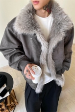 [网图]做旧麂皮加厚棉服毛领夹棉座山雕外套5D1198-TP105178，男装棉衣，电商A102