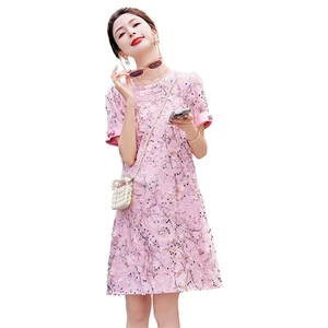 精致珠片刺绣连衣裙女夏季气质大码裙子2025年新款欧货a字裙图片