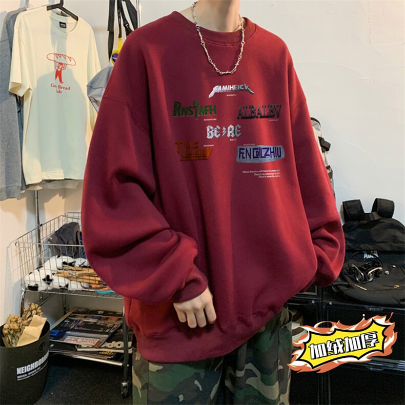 ！圆领卫衣男长袖T恤男WY163-P28加绒款（JR）-P33控价:49,男装卫衣,电商B367