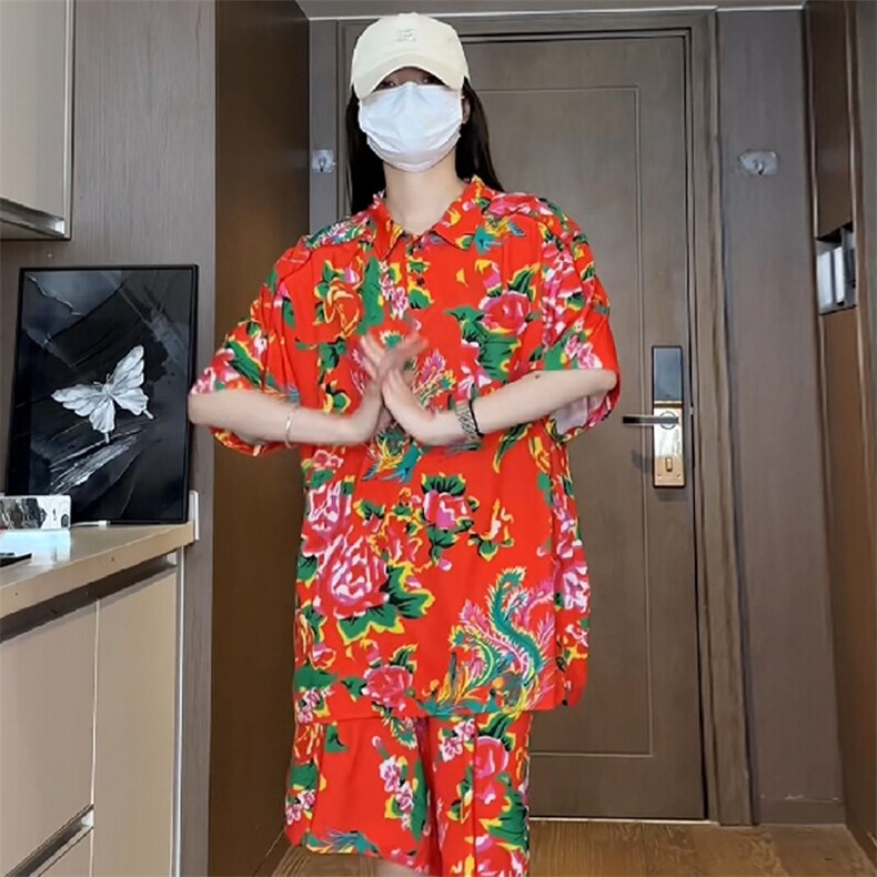 新款新款230g重磅纯棉!网红短裤夏季炸街薄款套装TZ88P75控88，男装休闲套装，电商A089-1