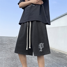 夏季薄款痞帅运动裤美式潮牌休闲短裤男宽松直筒五分裤K6730-P40，男装休闲裤，星座512-4