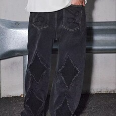 破洞牛仔裤男2025秋冬新款美式复古直筒裤潮牌高街宽松直筒休闲裤，男装牛仔裤，星座1210-1