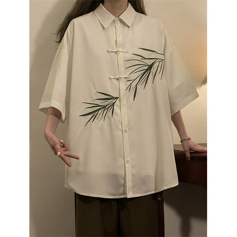 夏季新款新中式风男女同款盘扣短袖衬衣外套XZ102B-1-CS111P40,男装衬衫,星座102B-1