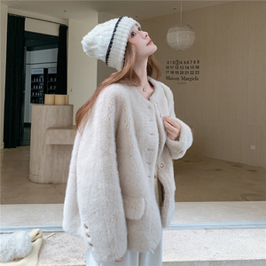 小香风皮毛一体毛毛外套女冬季减龄独特超好看加厚棉服爆款小个子图片