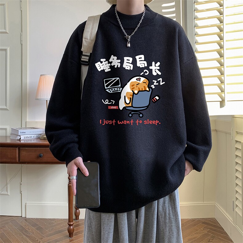 半高领毛衣男大码胖子针织衫毛线衣M18447-P45加绒款-P65,男装针织衫/毛衣,电商A040