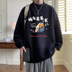 半高领毛衣男大码胖子针织衫毛线衣 M18447-P45 加绒款-P65图片