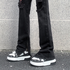 现货夏季修身vibe美式高街破洞黄泥染拉链牛仔裤男K822-K823-P55，男装牛仔裤，星座205