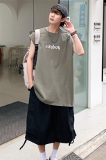 夏季港风t恤男宽松大码纯棉运动背心坎肩潮牌无袖BX003P25，男装背心/马甲，星座1204-3