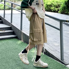 美式复古重磅工装短裤男夏季设计感小众高街潮牌宽松休闲五分裤，男装休闲裤，星座716-3