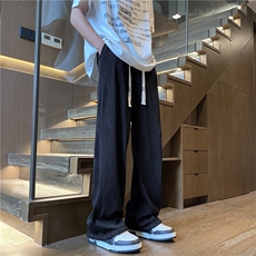 抖音品质夏季冰丝波浪纹垂感宽松休闲裤B315-K24140-特p30控58，男装休闲裤，电商B315