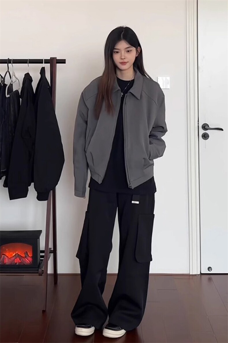 美式复古垫肩西装外套男款春秋季棒球服cleanfit短款行政夹克外套,男装夹克,星座908-1
