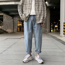 春夏季新款男牛仔裤休闲宽松直筒港风韩版潮牌中性情侣N08，男装牛仔裤，星座1008