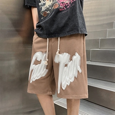 华夫格短裤男运动美式发泡宽松休闲五分中裤HDK234-P25K控38，男装休闲裤，电商B370