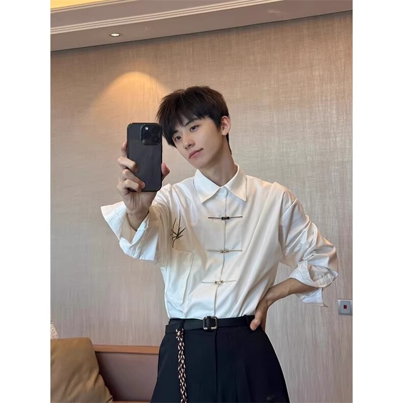 新中式男装风衬衫上衣高级感汉服衬衣汉元素唐装C694-P5,男装衬衫,星座1007（原301D）