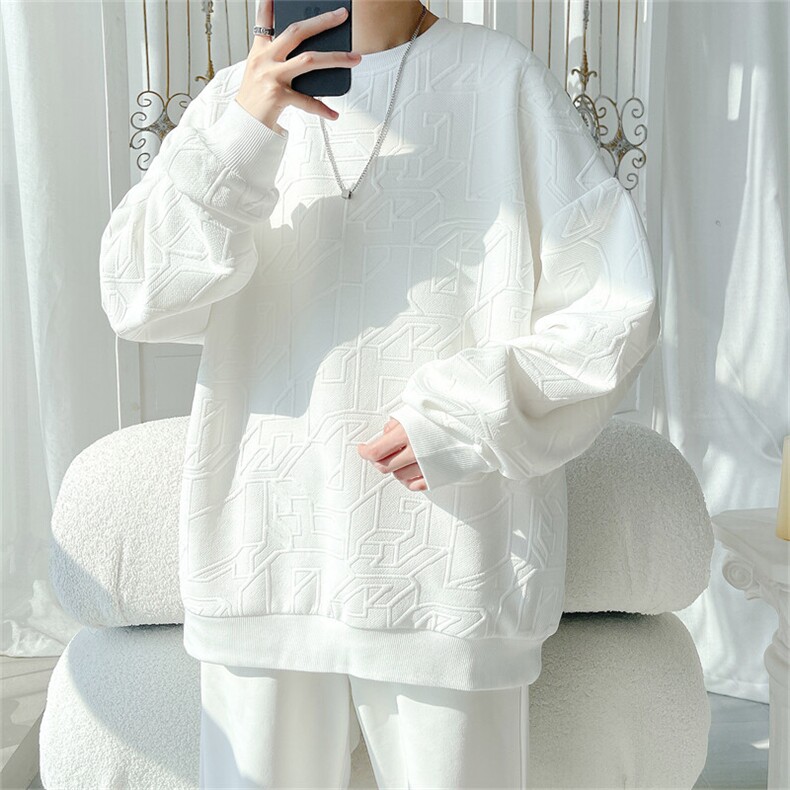 S5013/特P30春装新款个性套头提花卫衣男潮流宽松百搭长袖T恤外套，男装卫衣，电商A141