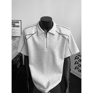 夏季宽松设计款小众POLO衫短袖T恤潮XZ808B-WH069-P48图片