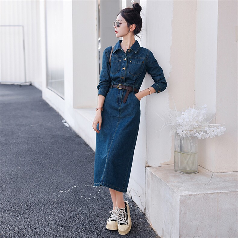 欧货牛仔连衣裙女春秋2025新款洋气减龄休闲收腰显瘦高级感连衣裙,女装连衣裙,慧尚依恋