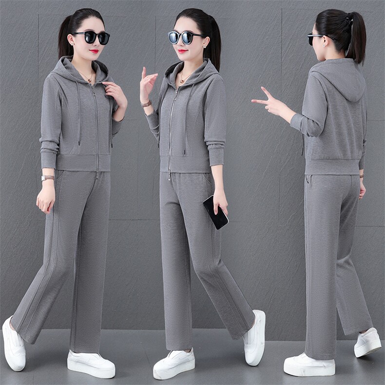 休闲运动服套装女2025新款春秋洋气减龄女装连帽卫衣两件套,女装套装/套裙,燕颉服饰