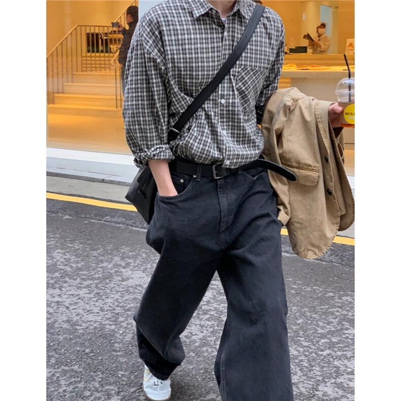 男士长袖衬衫小格子cityboy潮流翻领衬衣春休闲外套男922P45,男装衬衫,星座710