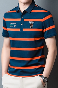 2023夏季POLO衫男丝光棉短袖修身翻领保罗衫休闲商务男士带领T恤图片