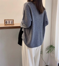 欧美衫女高级感一字领宽松韩版针织衫秋冬新款打底衫大码毛衣，女装羊毛衫，圣旺供货