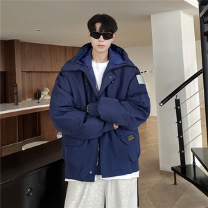 港风连帽可脱卸毛领工装棉衣男大码潮流棉衣男MY77917P138控198图片