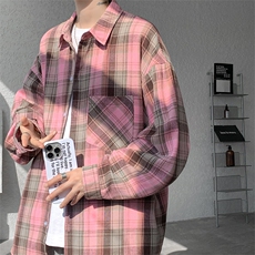衬衫男2025春季新款港风格子休闲长袖衬衣CS606-特P28无差价，男装衬衫，星座214-3