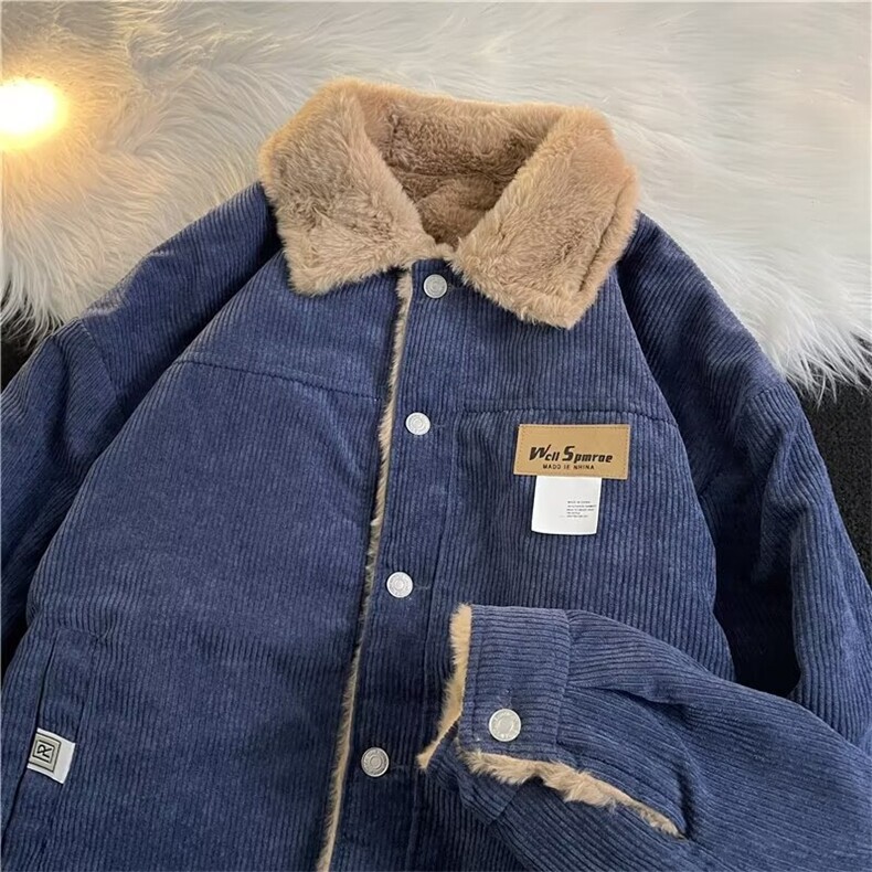 潮翻领棉服外套男女美式复古单排扣保暖棉衣宽松休闲棉袄子上衣,男装夹克,星座218-1（原230）