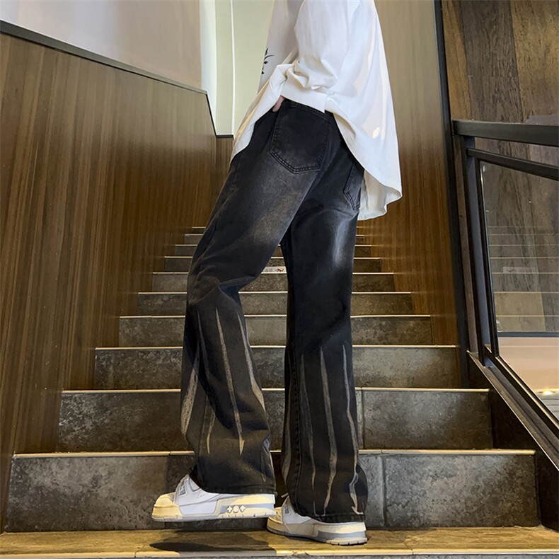 美式ins高街hiphop微喇扎染牛仔裤货号K2313P55控78,男装牛仔裤,电商A063